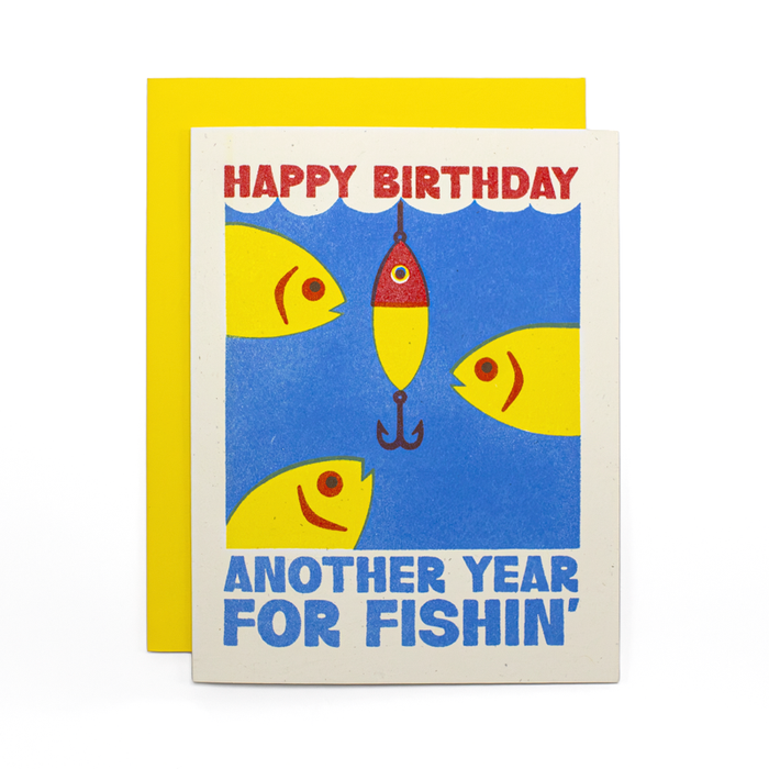 Happy Fishin' Birthday - Risograph Card