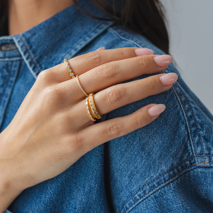 18K Gold Slim Baguette Tennis Ring