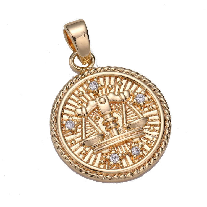 Zodiac Rhinestone Charm 18K Gold Filled