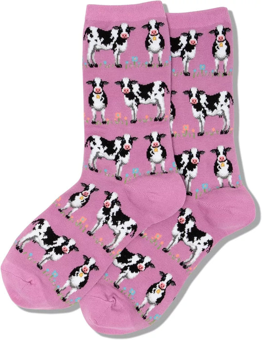 Cow Crew Socks Lilac