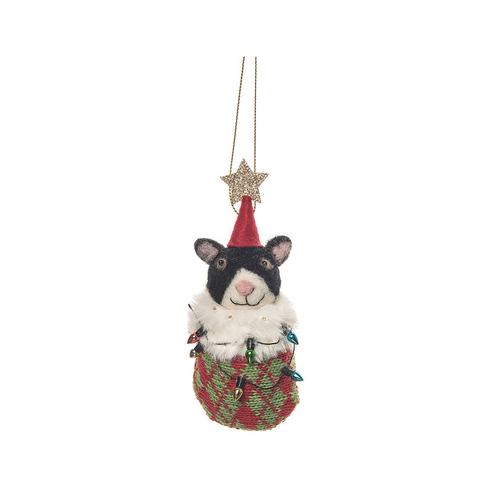 Cat Wearing Party Hat in Stocking Ornament