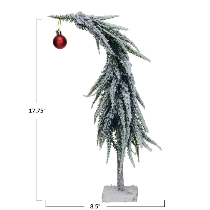 Faux Evergreen Tree w/ Red Ball Ornament