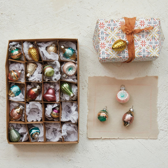 Hand-Painted Glass Ornaments - Set of 20
