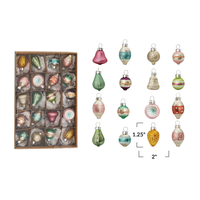 Hand-Painted Glass Ornaments - Set of 20