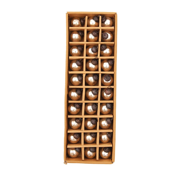 Mercury Glass Ball Ornaments, Silver Finish, Boxed Set of 30