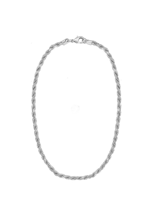 French Rope Chain Necklace Silver