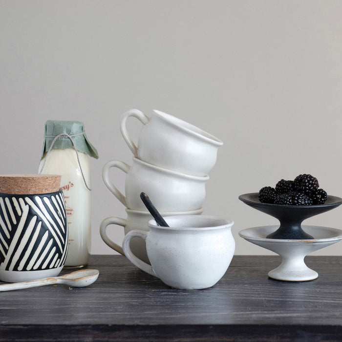 Black and White Canister with Cork Lid