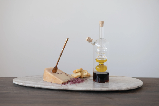 Glass Oil and Vinegar Cruet with Cork Stoppers