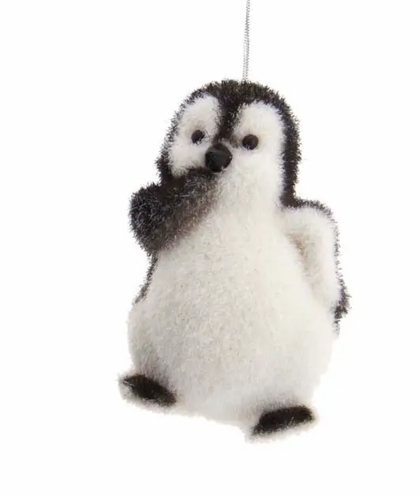 Flocked Penguin Ornament