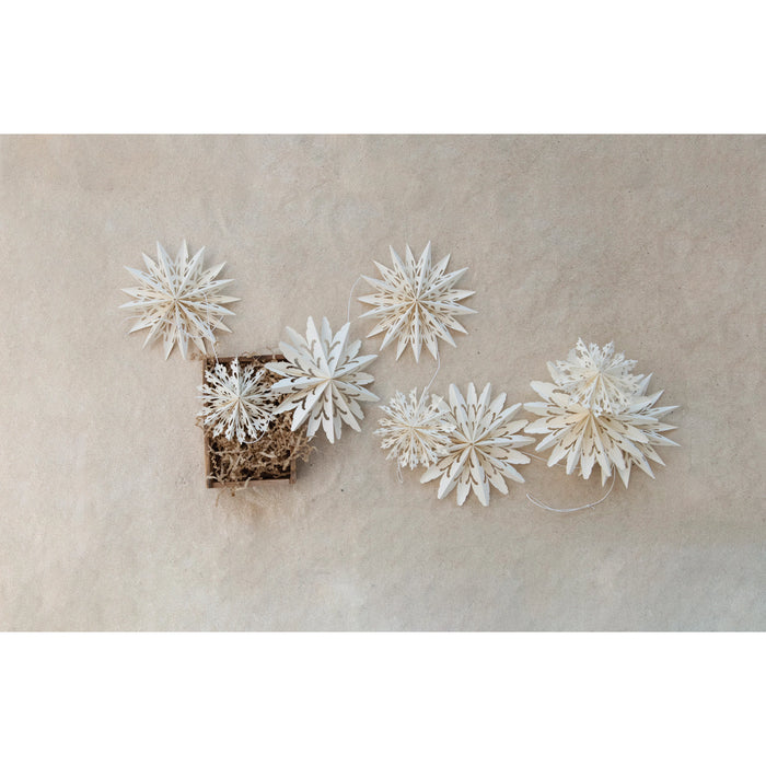 72" L Handmade Recycled Paper Snowflake Garland