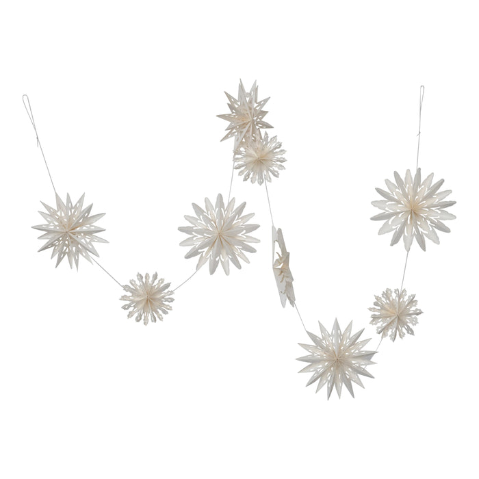 72" L Handmade Recycled Paper Snowflake Garland