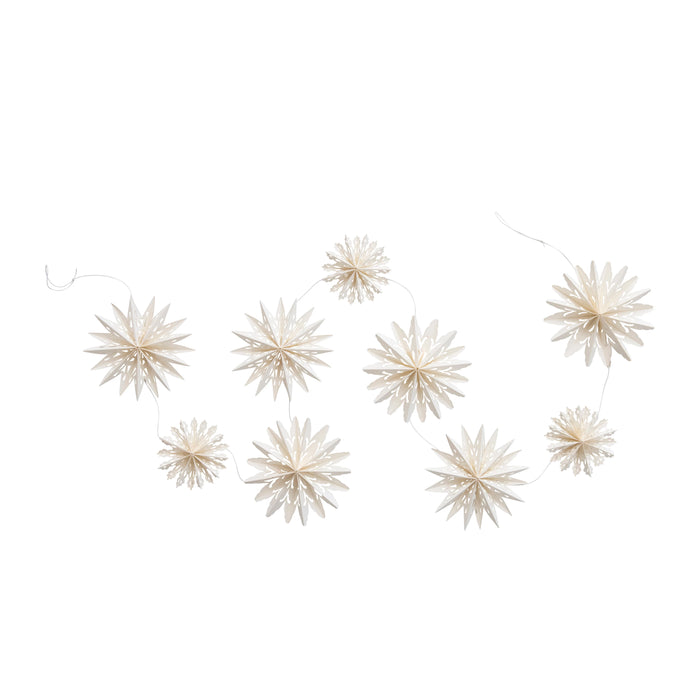 72" L Handmade Recycled Paper Snowflake Garland